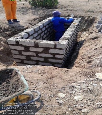 Brick sewerage chamber under construction on a Polokwane sanitation project